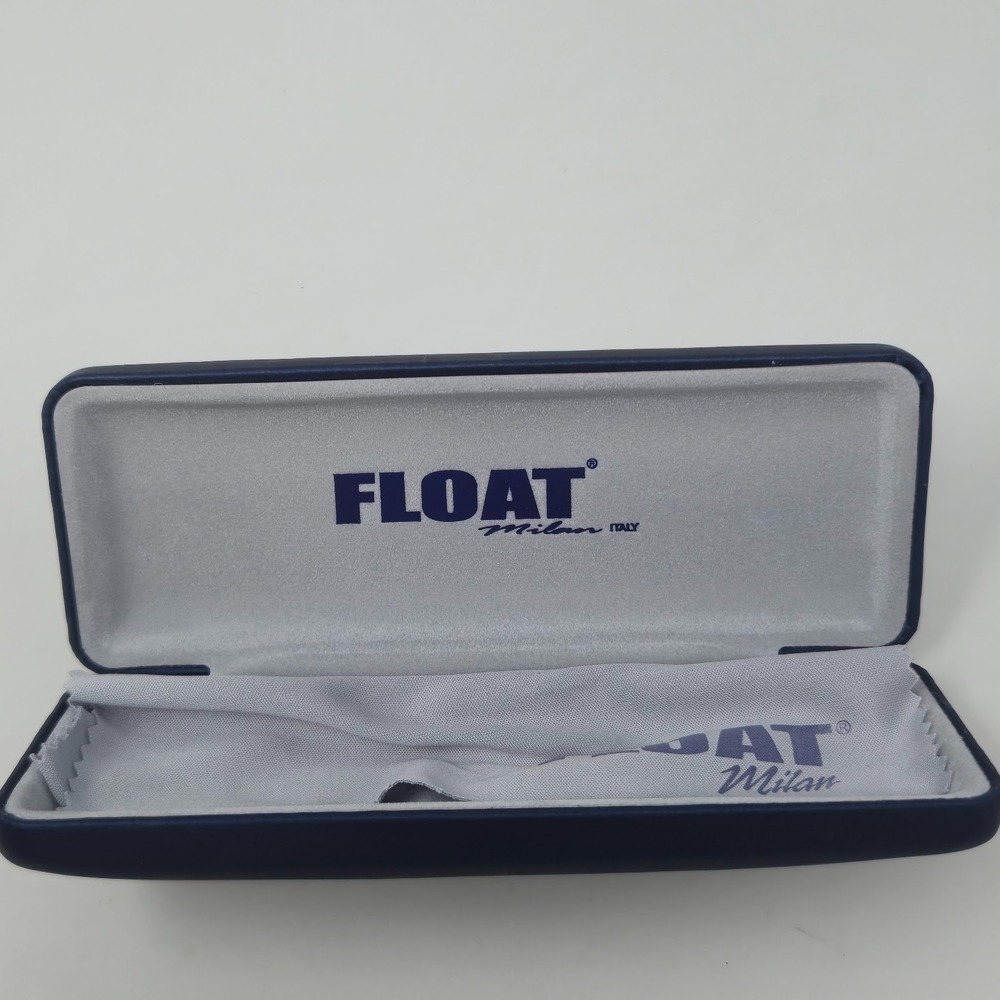 FLOAT Milan Italy Navy Blue Hard Eyeglasses Case with Cleaning Cloth